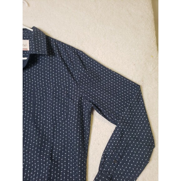 Sovereign Code Men Shirt Small Blue Paisley Poly Blend Long Sleeve Button Up - Picture 3 of 16